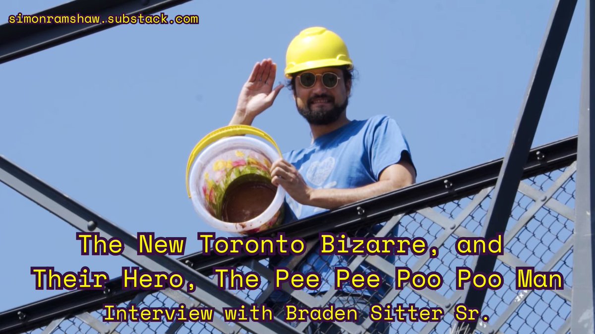 Simon Ramshaw (@simonramshaw) on Twitter photo Today, the lucky people of London are subject to Braden Sitter Sr.'s The Pee Pee Pee Poo Poo Man and its UK premiere at <a href="/GenesisCinema/">Genesis Cinema</a> (9pm), plus a Q&A into its bizarre phenomena from its director. I talked to Braden recently about all things outsider. simonramshaw.substack.com/p/the-new-toro… Today, the lucky people of London are subject to Braden Sitter Sr.'s The Pee Pee Pee Poo Poo Man and its UK premiere at <a href="/GenesisCinema/">Genesis Cinema</a> (9pm), plus a Q&A into its bizarre phenomena from its director. I talked to Braden recently about all things outsider. simonramshaw.substack.com/p/the-new-toro…