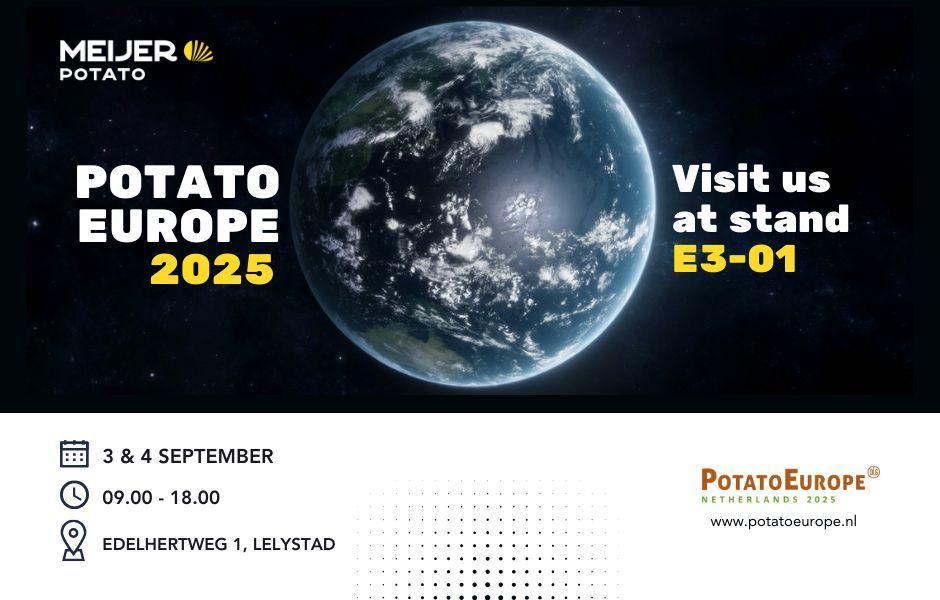 Ready to reconnect in the potato world? The entire potato chain is gathering next month for #PotatoEurope 2025. Don't miss out! Most welcome to visit us at stand E3-01 For more info and free e-tickets 🔗potatoeurope.nl 

#meijerpotato #buildingonpotential #seedpotatoes