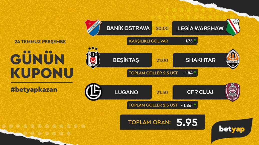 ⚽ Günlük kupon tahminleriyle kazanmaya hazır mısınız?
Betyap’ta en iddialı tahminler ve yüksek oranlarla şansınızı katlayın! 💸
👉 Betyap, kazanmaya başla.
👉 rebrand.ly/8b8c40