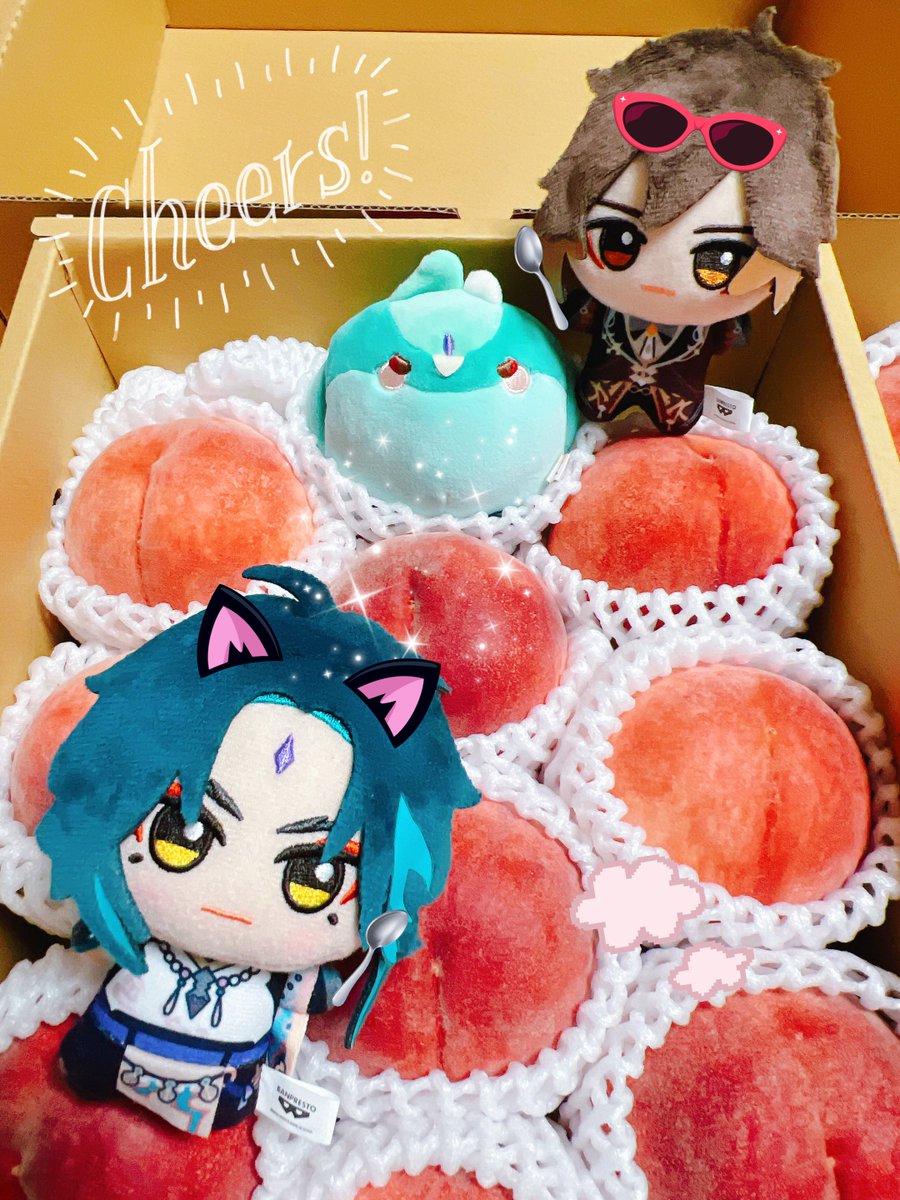 ritsucoon's tweet image. いただきもののももたち〜ッ🍑👹🍑🐣✨️
