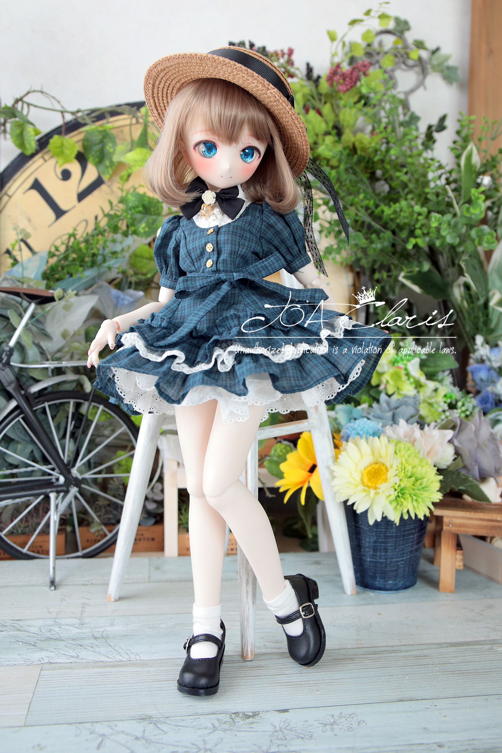 シャドーボックス　麦わら帽子の女の子 シャドーボックス 麦わら帽子の女の子