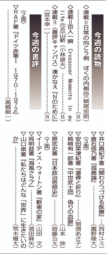 週刊読書人2025年7月25日号は発売中！
■巻頭特集
巻頭特集：＜2025年上半期の収穫から＞
44人へのアンケート

今年上半期に刊行された注目書籍約130冊が勢揃い。巻頭イラストは大嶋奈都子さんに手掛けていただきました。ぜひご一読ください！
dokushojin.net/news/1050/