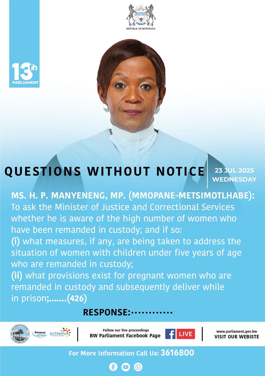 PublicIntrestBW's tweet image. WE CURRENTLY HAVE 5 PREGNANT INMATES IN OUR PRISONS - ASSISTANT MINISTER NYATANGA
