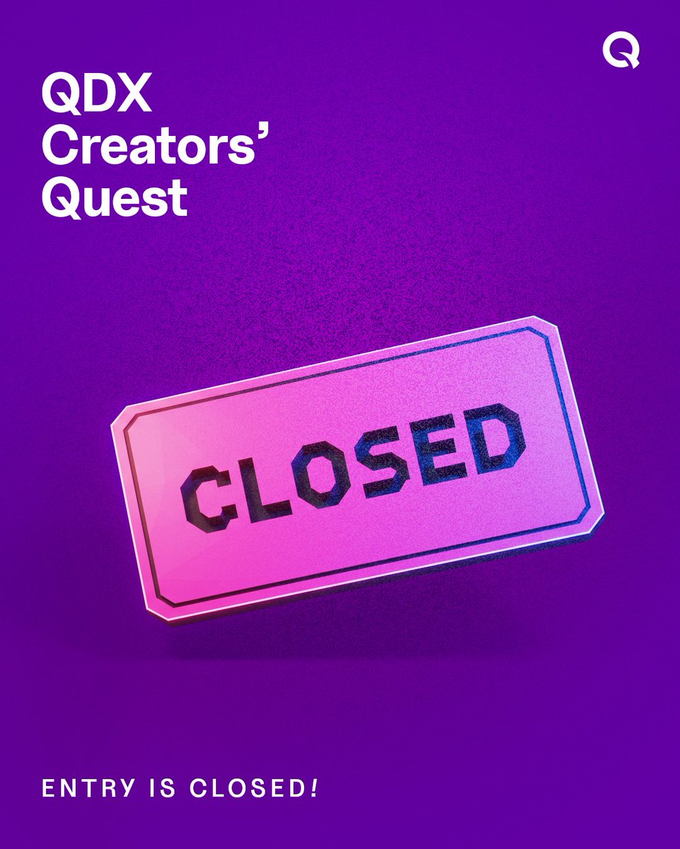 qdx_token's tweet image. Entry into the QDX Creators’ Quest is officially closed. 🔐
Thanks to all our amazing participants!💜
Submissions are under review.🧐 We will provide further updates soon. #QDXCreatorsQuest