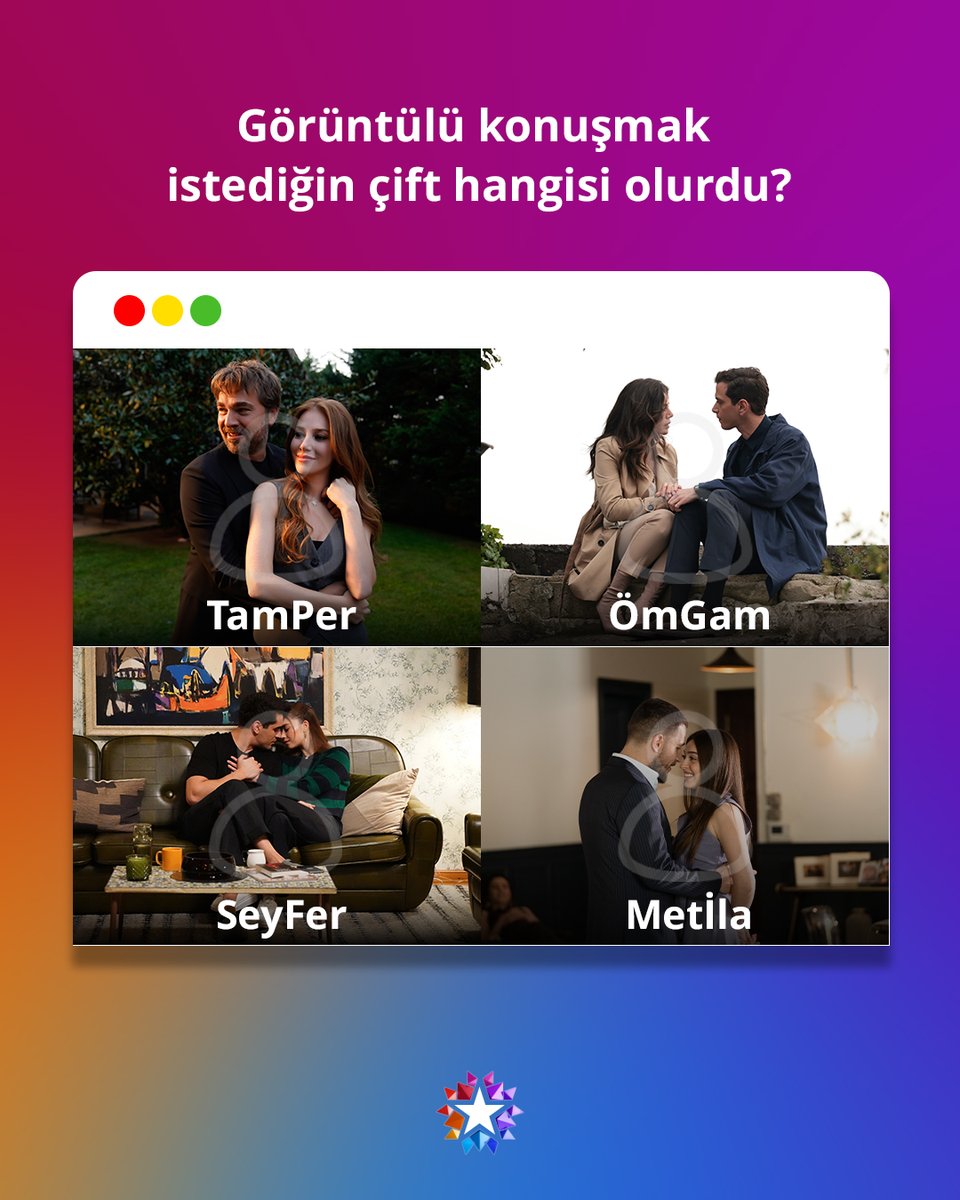 startv's tweet image. Görüntülü konuşmak istediğin çift hangisi olurdu? 👀 #tbt
#TamPer #ÖmGam #SeyFer #Metİla
