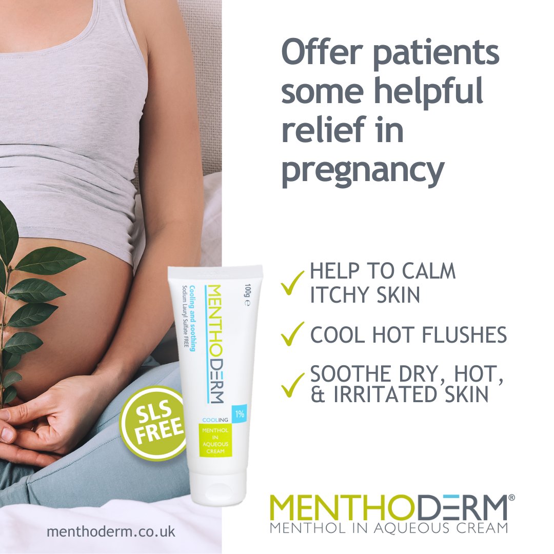 TPM_Journal's tweet image. 🌿Order your free patient samples at Menthoderm.co.uk🌿
Menthol in Aqueous Cream can provide some relief from the itch associated with Obstetric Cholestasis, and the itch associated with stretch marks.(1) ✨
(1)nhs.uk/pregnancy/rela… (last accessed March 2025)
[AD]