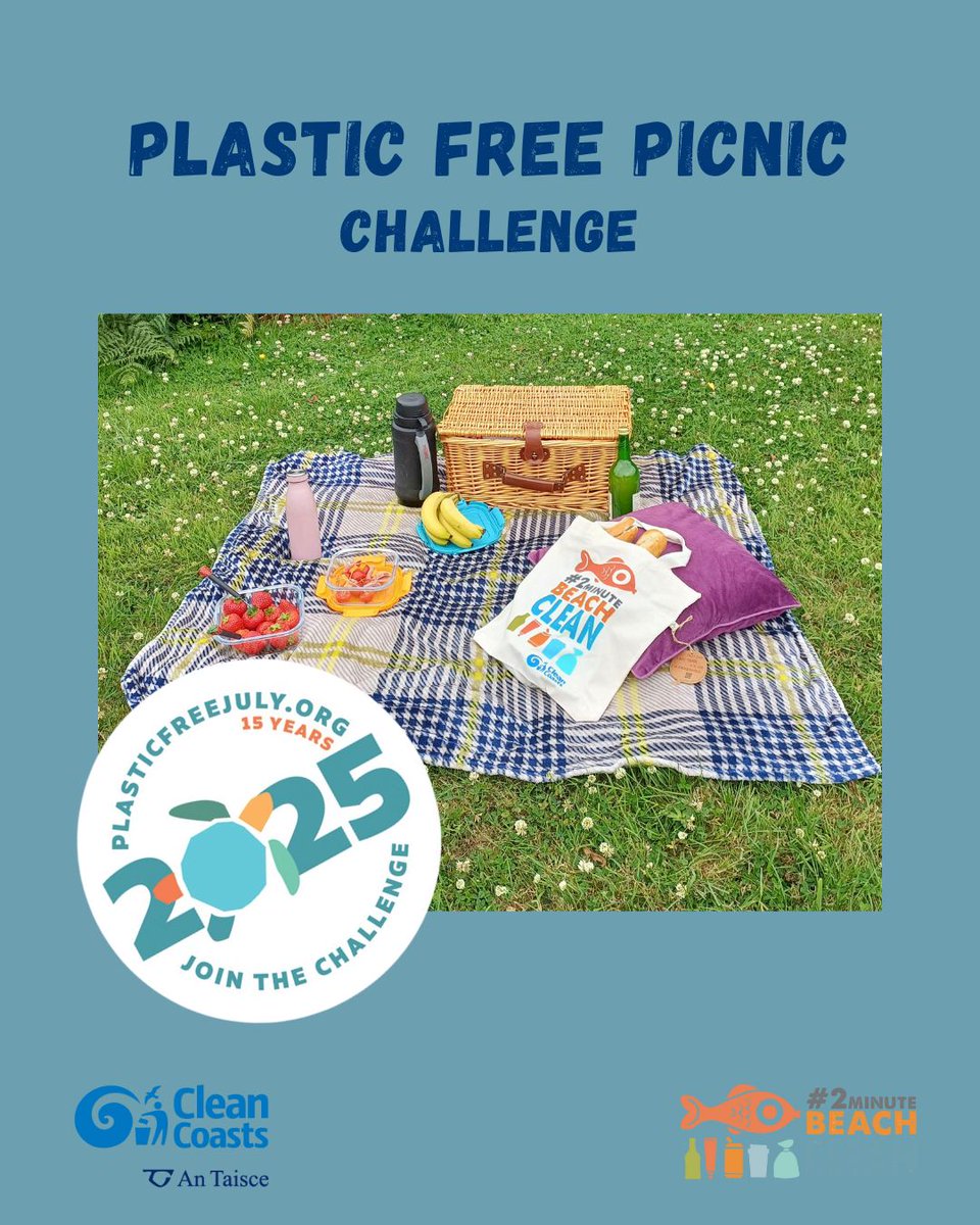 CleanCoasts's tweet image. ๐A summer challenge for you! Summer is the perfect time to have a picnic but can you pack a picnic without including any single use plastic items? ๐ฝ๏ธ
Let us know your favourite picnic spots and remember to #LeaveNoTrace๐
#PlasticFreeJuly2025 #CleanCoasts #2minuteBeachClean
