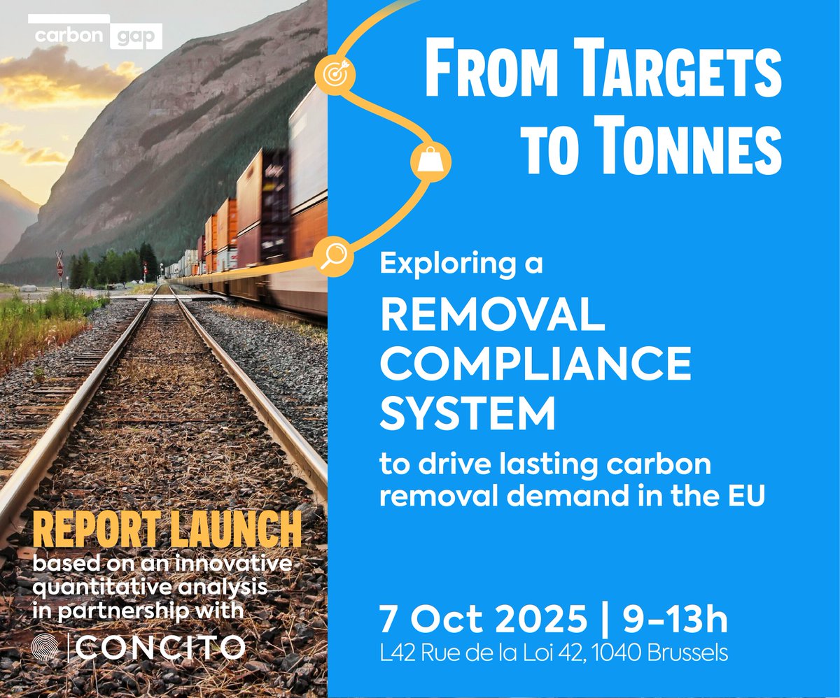 CarbonGap's tweet image. How to make the EU a net-zero hero?🦸♂️ We explore ways the EU can get from climate targets to CO2 tonnes removed in our new report into what a Removal Compliance System could look like, launching on 7 Oct. Register here: carbongap.org/from-targets-t…