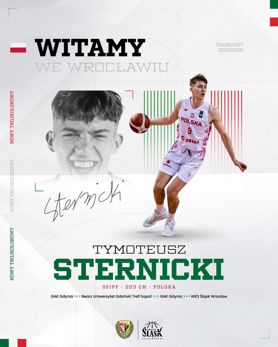 Sternik z EuroBasketu U20 wpływa na Dolny Śląsk! 🚢

Tymoteusz Sternicki na trzy lata w Śląsku Wrocław! ✍️

Więcej informacji ▶️ bit.ly/Tymek-witamy

Witamy we Wrocławiu! 👋

#plkpl #HejŚląsk #NoweOtwarcie