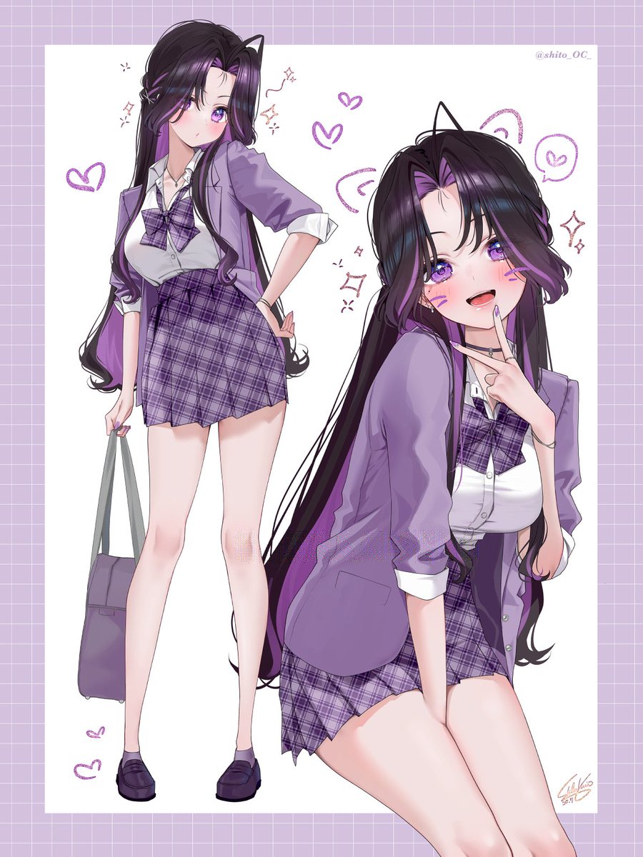 学生服oc①💜 #oc #illustration