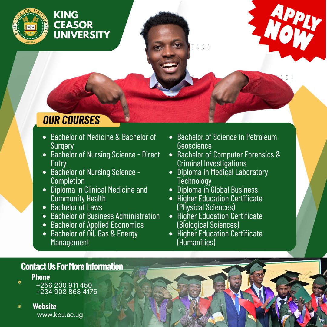 🚨 Apply Now to King Ceasor University. August Admissions are OPEN — join a fully chartered institution committed to excellence.🎓 Secure your future today. Ignite the Future with KCU. #KCUAdmissions #IgniteTheFuture #StudyAtKCU #KCUExcellence