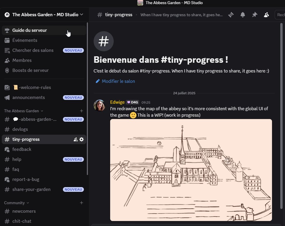 So... I created a Discord server for The Abbess Garden 😱  

Creating one was recommended by several indie friends and asked by some players, so here we are: 
discord.gg/As3FDRNzpG

I hope you'll like it!  

#cozygame #indiedev