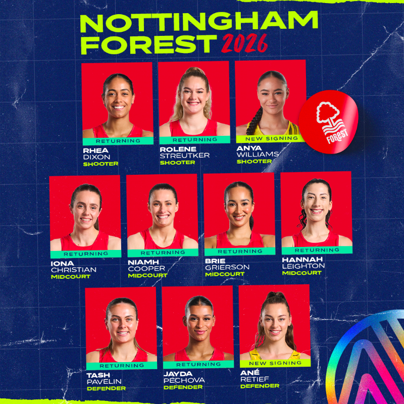NetballSL's tweet photo. Squad locked in 🔐 

🔴 @NFNetball are the first club to confirm their #NSL2026 team.  

Keep up to date with all the latest signing news from across the NSL with our live blog ⬇️