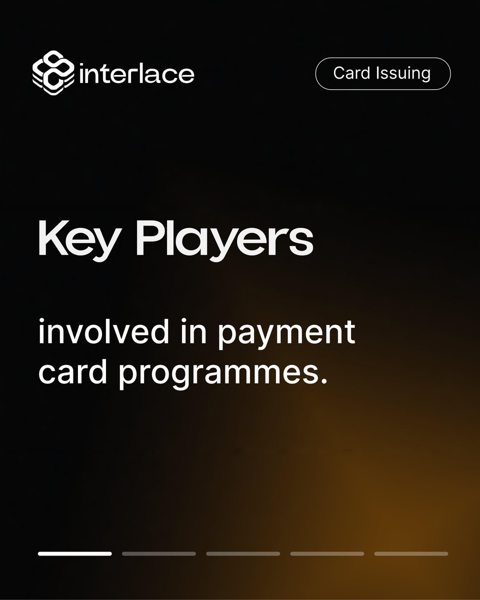 InterlaceMoney's tweet image. 💳 Behind every card is a Network of Experts
Before launching your own card program, it's essential to understand the key players involved, from issuers and acquirers to card networks and processors.
📍Issuers
The financial institutions that provide payment cards to consumers…