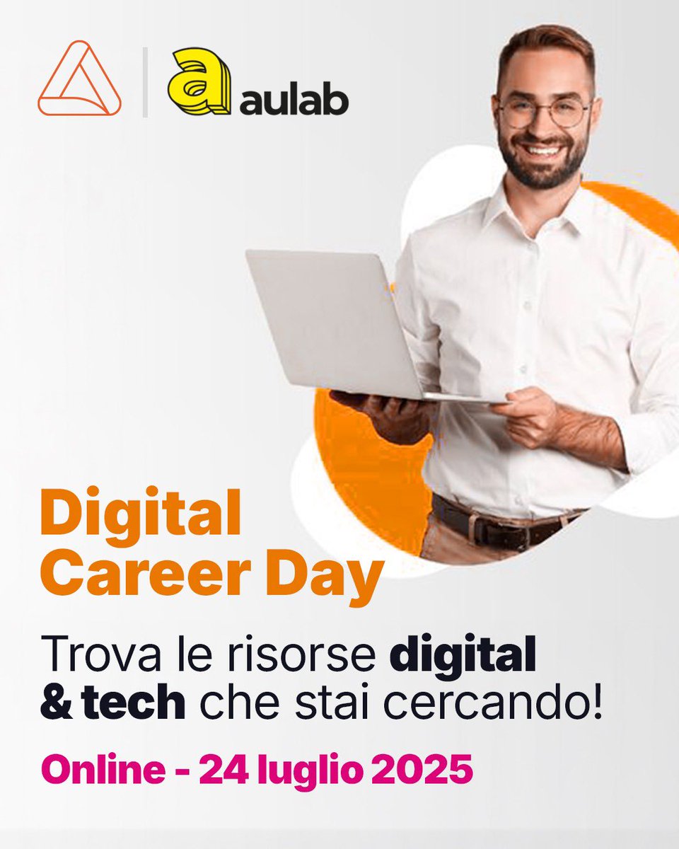 AGIC partecipa al #DigitalCareerDay organizzato da <a href="/auLAB_it/">aulab</a> 👩‍💻 👨‍💻 

 ▶️ Info e modalità di partecipazione &gt; aulab.it/careerday-agen…

#AmplifyTheFuture #formazione #hr #hiring #hiringnow #it #ict #digital