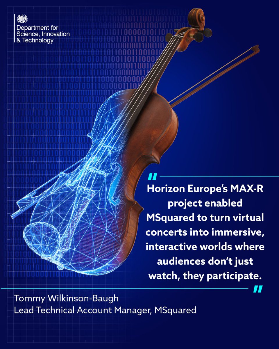Department for Science, Innovation and Technology (@scitechgovuk) on Twitter photo What does a virtual concert look and feel like? 🎵
<a href="/MSquared_io/">MSquared (M²)</a> streamed an interactive music concert where participants joined as avatars to experience a live orchestra.
This was funded by Horizon Europe, which turns groundbreaking ideas into a reality💡 What does a virtual concert look and feel like? 🎵
<a href="/MSquared_io/">MSquared (M²)</a> streamed an interactive music concert where participants joined as avatars to experience a live orchestra.
This was funded by Horizon Europe, which turns groundbreaking ideas into a reality💡