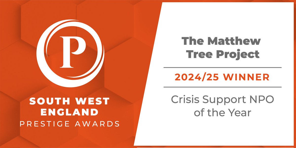 So proud to announce The Matthew Tree Project has won 'Crisis Support NPO if the year 2024/25' South West England.
£100 = 1 life rebuilt through Rebuilding Lives
£20,000 = cost to rehouse after crisis
TMTP does more, for less — and we just won Crisis Support NGO of the Year.
💛