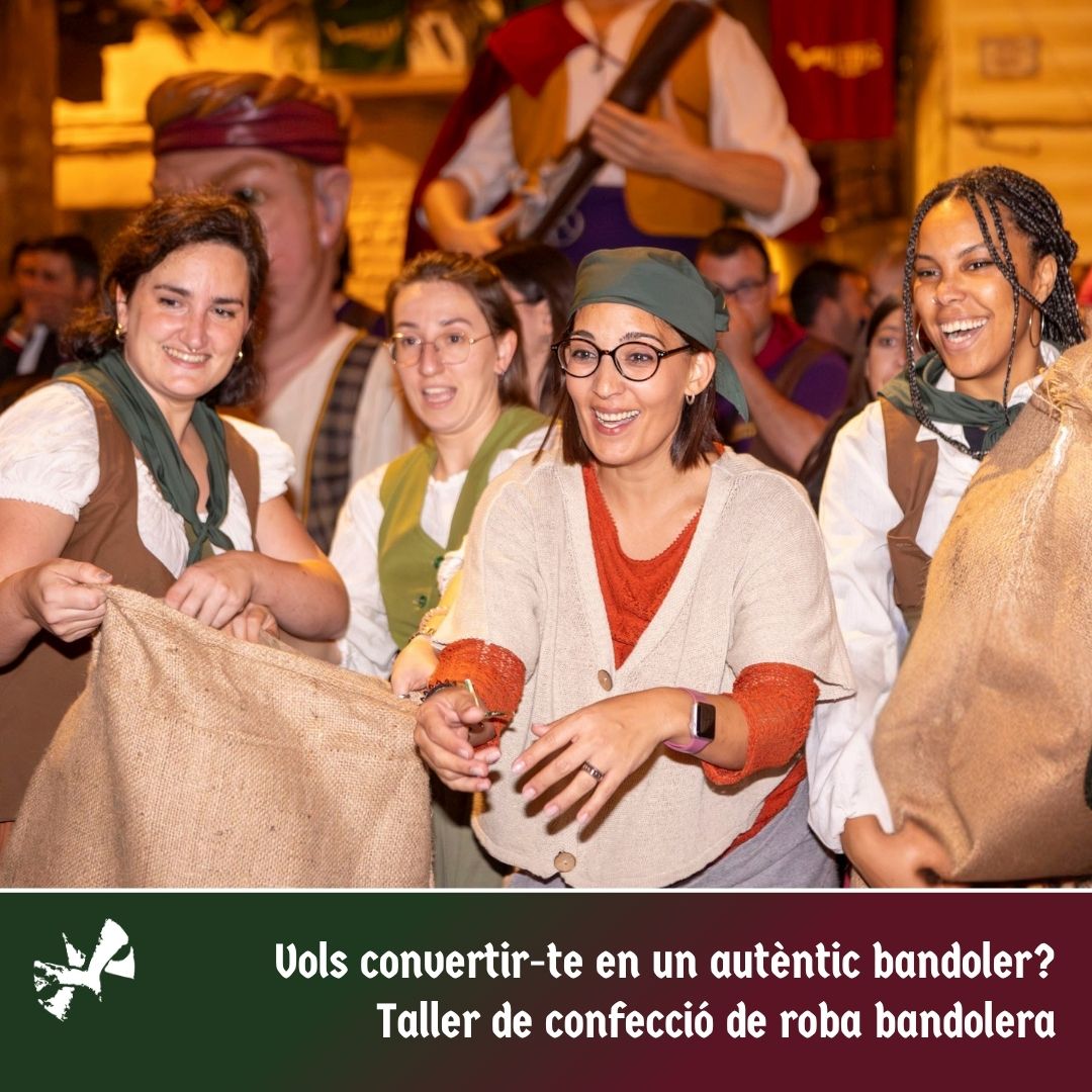 [FIRA DE BANDOLERS] ⚔️ Taller de confecció de roba bandolera!🧵

📅 26 de setembre i 3 d’octubre
🕕  De 18 h a 20 h
👥 Adreçat a tots els públics
📍Ca Cosme 
✍🏻 Inscripcions a tuit.cat/kJZj3
🎟️ 7 €

🤝 Iniciativa en col·laboració amb l'Escola d'Adults d’Alcover