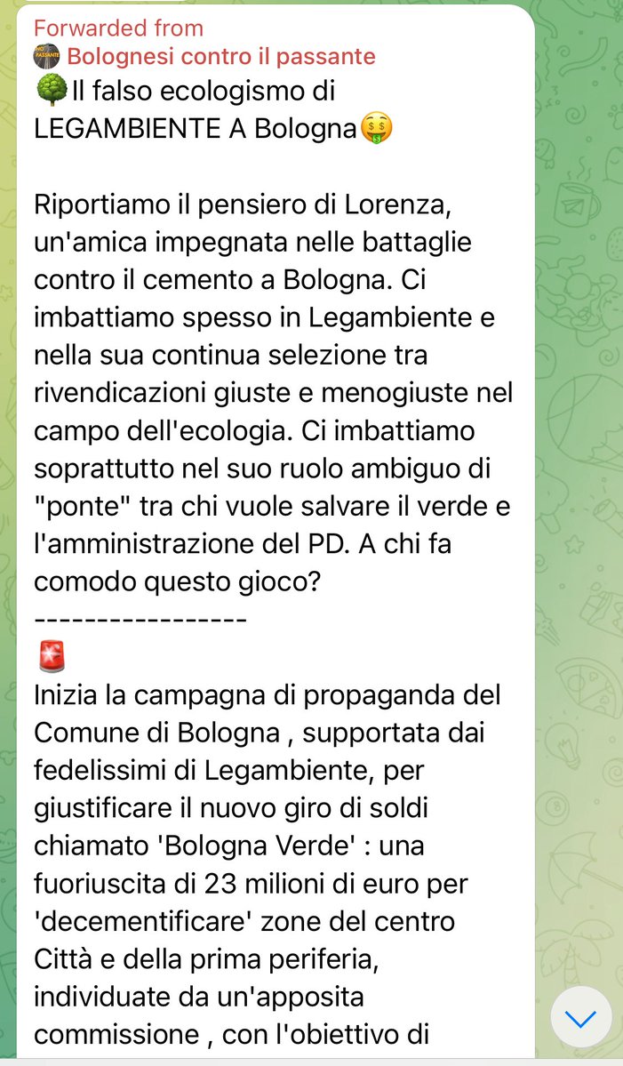 passantedimezzo's tweet image. 🌳Il falso ecologismo di LEGAMBIENTE A Bologna🤑