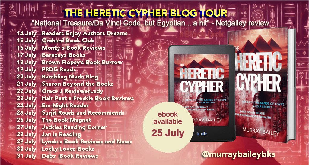 em_nightreader's tweet image. The Heretic Cypher
I can't wait to read the next book in this series
Filled with mystery,subterfuge, and drama, whether a lover of Egyptian history or not, this is an excellent thriller, full of twists
I would highly recommend this to anyone who is up for a fast-paced read