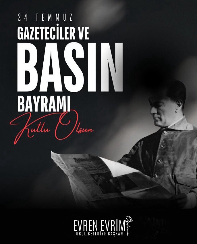 evrenozdemir29's tweet photo. 24 Temmuz Gazeteciler ve Basın Bayramı vesilesiyle, kamuoyunu bilgilendirmek adına gece gündüz demeden emek veren tüm gazetecilerin ve basın mensuplarının bayramını kutluyor; görevlerini büyük bir özveriyle yerine getiren tüm emekçilere teşekkür ediyorum. https://t.co/zJnoHcgTKW