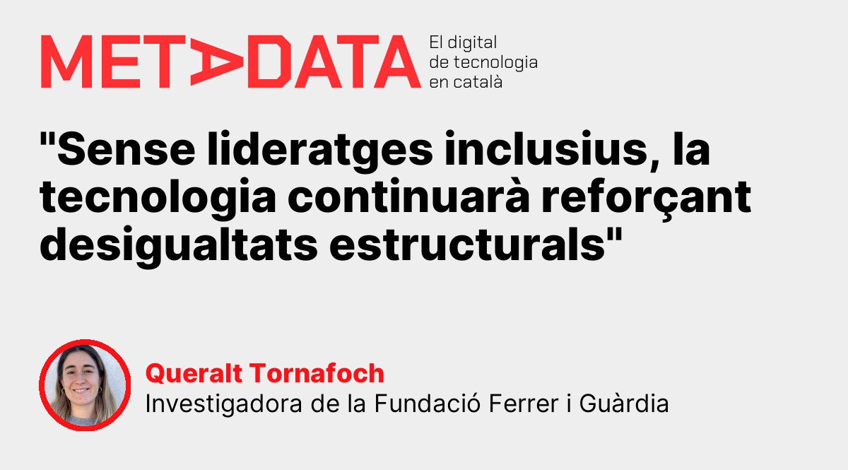 Fundació Ferrer i Guàrdia (@f_ferrerguardia) on Twitter photo Més enllà de la falta de dones referents en les professions STEM 👉"La majoria d’aquests models continuen sent extraordinaris, massa allunyats del dia a dia de moltes nenes i dones per a generar una identificació real".
<a href="/QTornafoch/">Queralt Tornafoch</a> via @metadatacat
🔗metadata.cat/opinio/5764/me… Més enllà de la falta de dones referents en les professions STEM 👉"La majoria d’aquests models continuen sent extraordinaris, massa allunyats del dia a dia de moltes nenes i dones per a generar una identificació real".
<a href="/QTornafoch/">Queralt Tornafoch</a> via @metadatacat
🔗metadata.cat/opinio/5764/me…