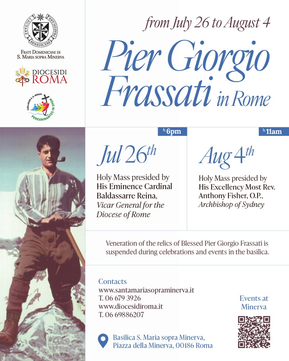 _Angelicum's tweet image. 🇬🇧🇻🇦The incorrupt body of Blessed Pier Georgio Frassati visits Rome for the first time during the Jubilee for Youth op.org/the-incorrupt-…
🇮🇹🇻🇦 Il corpo incorrotto di Pier Giorgio Frassati a Santa Maria sopra Minerva op.org/il-corpo-incor…