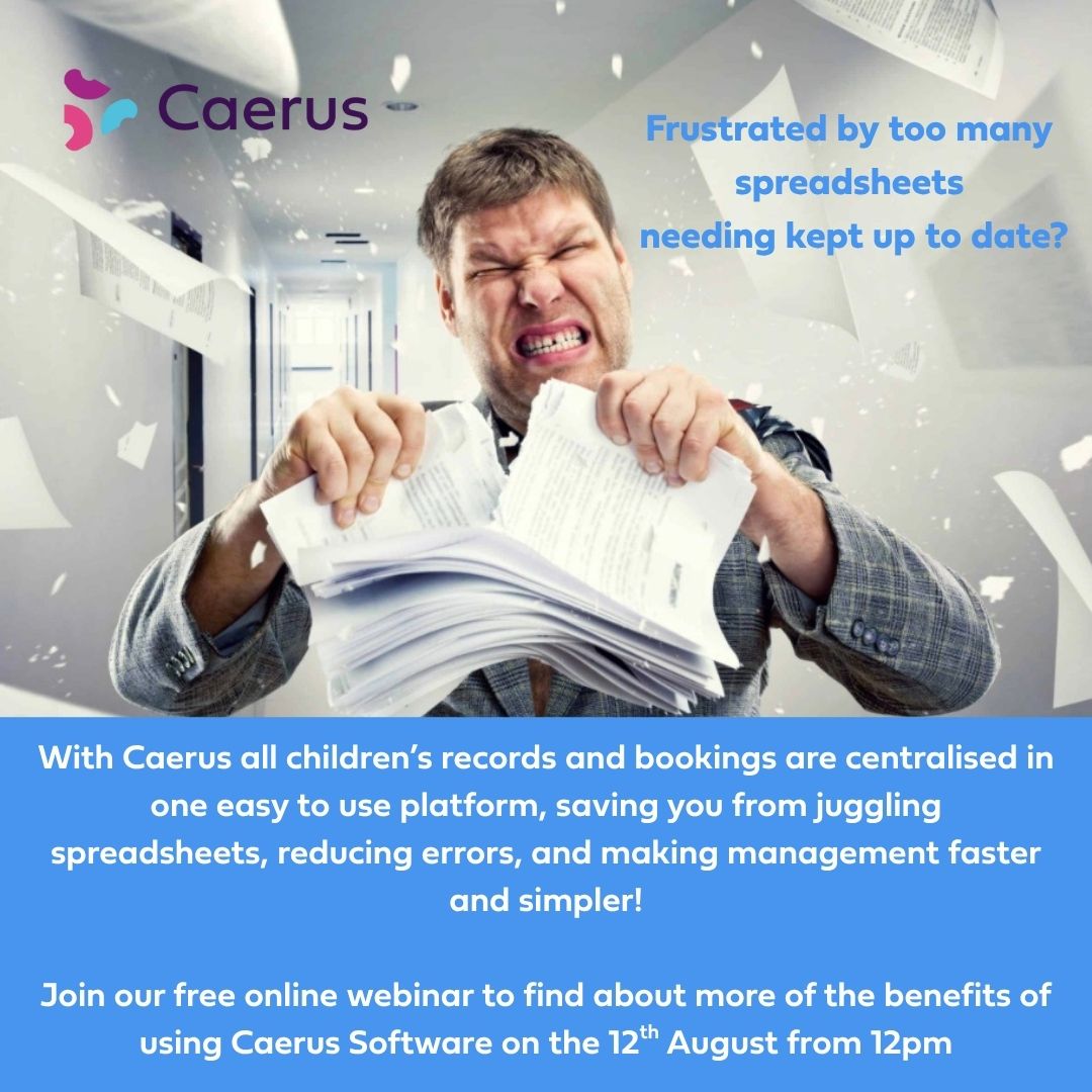 Summer holidays might have just begun, but the new school term is right around the corner! 
It's time to get your childcare groups ready by Caerus, using our childcare management software, to find out how Caerus can work for you, sign up to our up coming online webinar below,