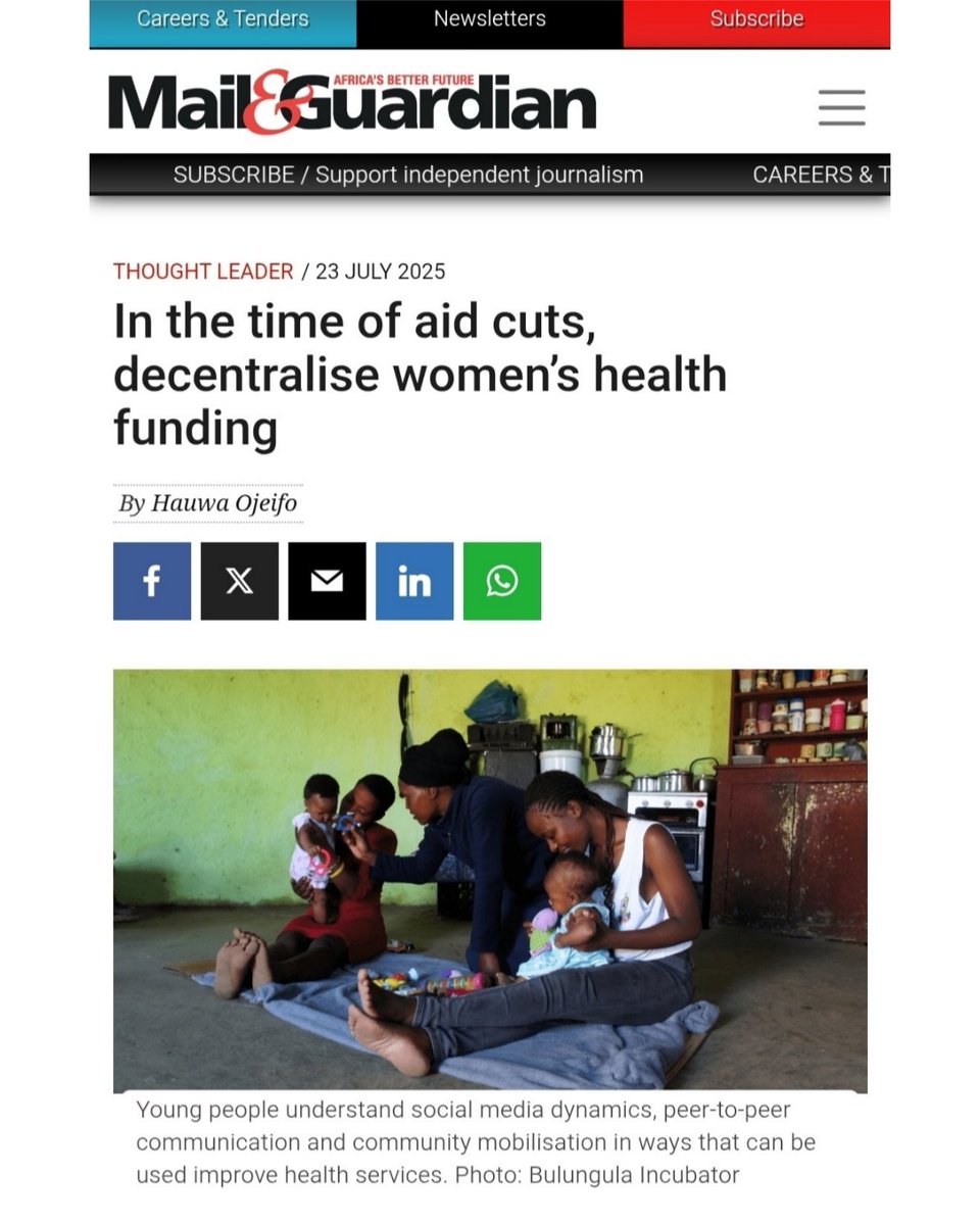 I wrote a piece on decentralising women's health funding:

"In a world of constrained budgets and complex challenges, backing local leadership isn't just the right thing to do - it's the practical choice."

READ: mg.co.za/thought-leader…
