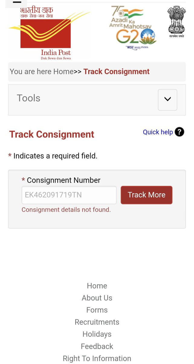 manjunathayya_b's tweet photo. @IndiaPostOffice, Booked 1 speed post article from Court Hill S.O(PIN- 574201) on 24/07/2025. No tracking updates and no SMS received yet. India Post site shows "Consignment details not found". Kindly look into this urgently.
Consignment number: EK462091719TN https://t.co/smGUZzjnPK
