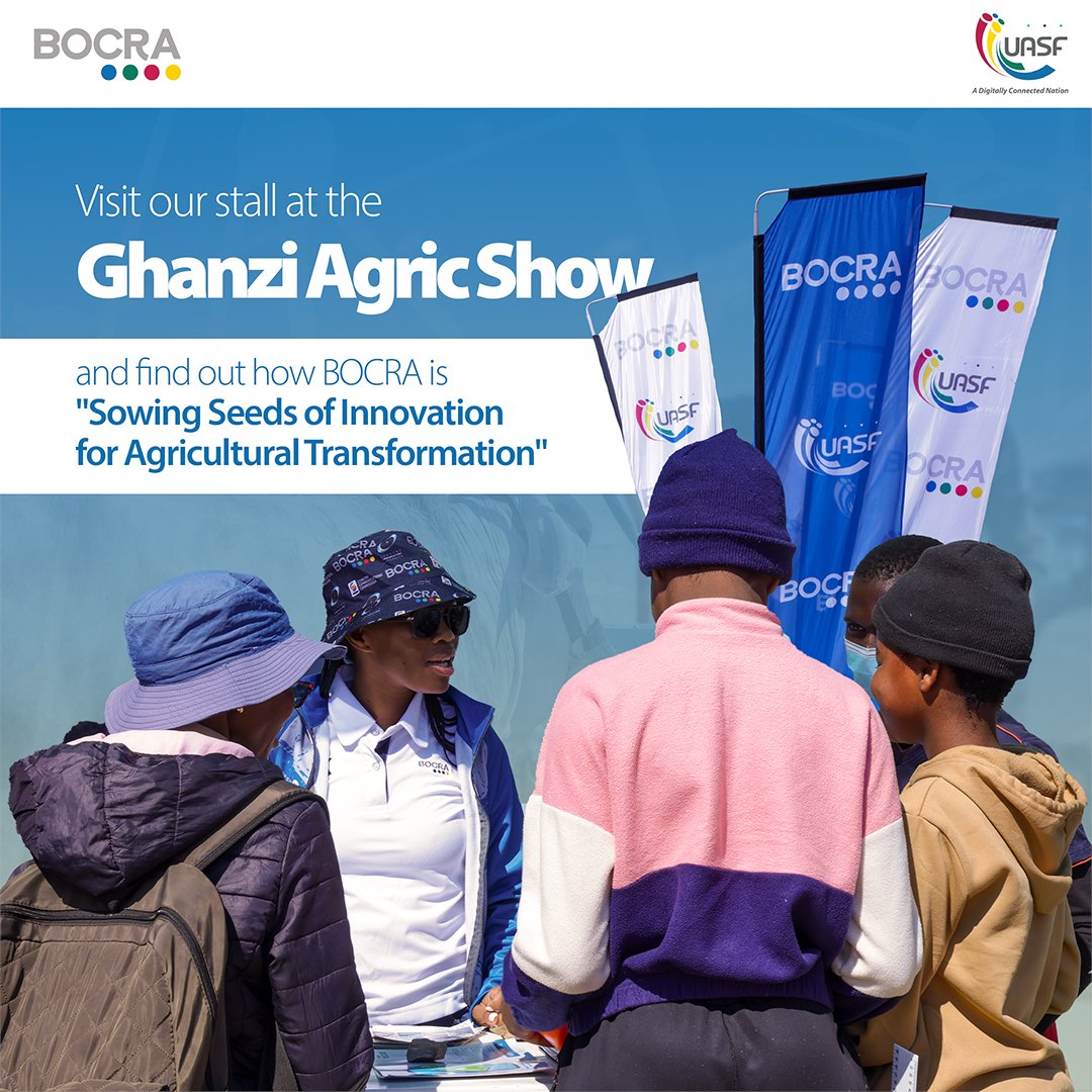 Visit our stall...

#BOCRA
#GhanziAgricShow
#SowingSeedsofInnovationforAgriculturalTransformation