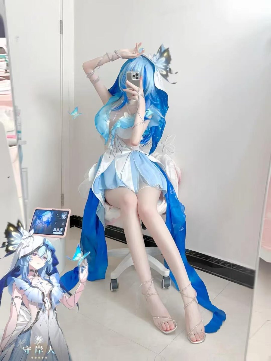 Coslcz's tweet image. ふとした瞬間、現実を忘れてしまいそうになる——🦋

#守岸人 #コスプレ #cosplay #cosplaylife #原神
