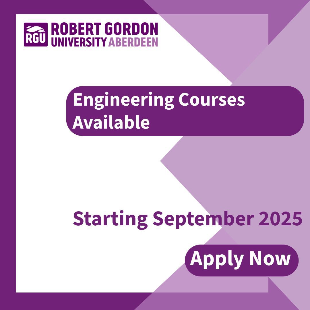 Want to study engineering this September? RGU has Clearing places in:

- Engineering Design

- Mechanical Engineering

- Mechanical &amp; Electrical Engineering

- Mechanical &amp; Offshore Engineering

- Renewable Energy Engineering

Apply now: rgu.ac.uk/study/academic…