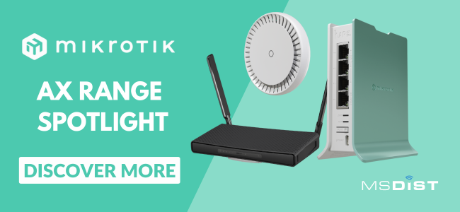 Next-gen WiFi meets serious value. From the compact hAP ax lite to the mighty hAP ax³, the #MikroTik AX range delivers WiFi 6 and RouterOS v7 power in sleek designs.

➡️ Available now at MS Dist. loom.ly/xyKi01Y