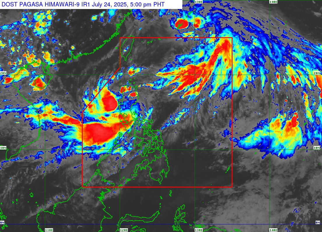 dost_pagasa's tweet photo. TROPICAL CYCLONE BULLETIN NR. 9
Typhoon #EmongPH (CO-MAY)
Issued at 5:00 PM, 24 July 2025
Valid for broadcast until the next bulletin at 8:00 PM today.

TYPHOON “EMONG” REMAINS SLOW-MOVING OVER THE COASTAL WATERS WEST OF PANGASINAN https://t.co/qvTZxe7Azv