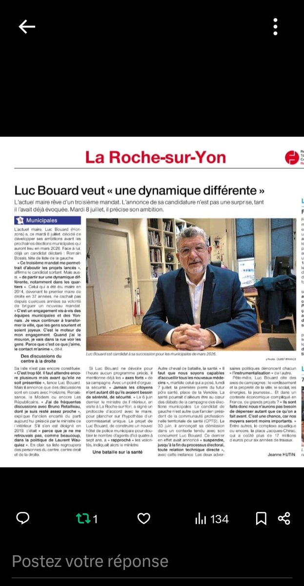 Freddy_Roy's tweet image. Maison des artistes 🎨 Parc des Coux… À #LaRocheSurYon en #Vendée les promesses tombent pile avant les élections. Idem les distinctions discutables et les visites des ministres
📣 La 5e annonce de candidature fait encore la une 🤔
🎬 Scénario et casting identiques mais usés 😆