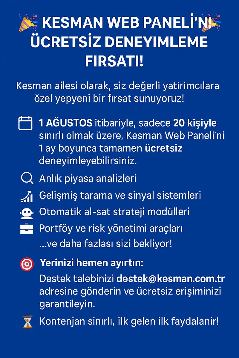 Kesman Web Panel için demo kampanyası  #algo #borsa #bist  #tradebot