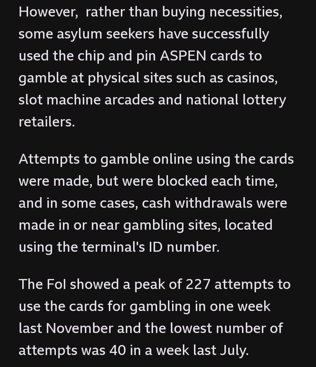 AxeATWAR's tweet image. According to the BBC at least 13% of illegals with government given spending cards used the money given to them by the taxpayer to gamble. Excellent!