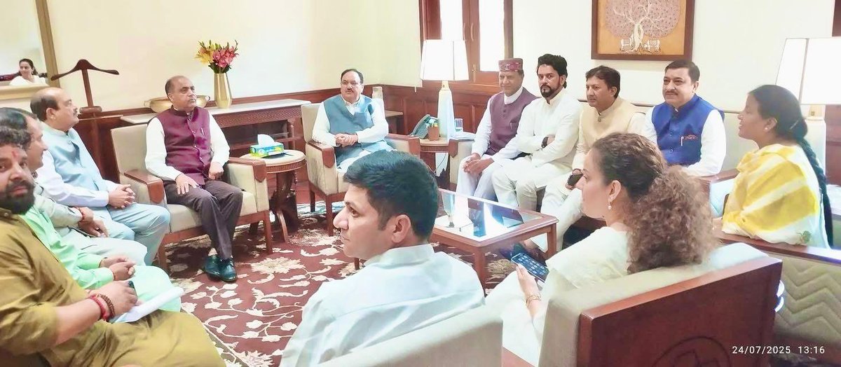 Jairam Thakur (@jairamthakurbjp) on Twitter photo рдЖрдЬ рд╣рд┐рдорд╛рдЪрд▓ рдкреНрд░рджреЗрд╢ рдХреЗ рд╕рднреА рд╕рд╛рдВрд╕рджреЛрдВ, рдкреНрд░рджреЗрд╢ рдЕрдзреНрдпрдХреНрд╖ рдПрд╡рдВ рд╡рд┐рдзрд╛рдпрдХреЛрдВ рдХреЗ рд╕рд╛рде рднрд╛рдЬрдкрд╛ рдХреЗ рд░рд╛рд╖реНрдЯреНрд░реАрдп рдЕрдзреНрдпрдХреНрд╖ рдЖрджрд░рдгреАрдп <a href="/JPNadda/">Jagat Prakash Nadda</a> рдЬреА рд╕реЗ рдорд┐рд▓рдХрд░ рдкреНрд░рджреЗрд╢ рдореЗрдВ рдЖрдИ рдЖрдкрджрд╛ рдХреЗ рдмрд╛рд░реЗ рдореЗрдВ рдЕрд╡рдЧрдд рдХрд░рд╡рд╛рдпрд╛ред рдЖрдЬ рд╣рд┐рдорд╛рдЪрд▓ рдкреНрд░рджреЗрд╢ рдХреЗ рд╕рднреА рд╕рд╛рдВрд╕рджреЛрдВ, рдкреНрд░рджреЗрд╢ рдЕрдзреНрдпрдХреНрд╖ рдПрд╡рдВ рд╡рд┐рдзрд╛рдпрдХреЛрдВ рдХреЗ рд╕рд╛рде рднрд╛рдЬрдкрд╛ рдХреЗ рд░рд╛рд╖реНрдЯреНрд░реАрдп рдЕрдзреНрдпрдХреНрд╖ рдЖрджрд░рдгреАрдп <a href="/JPNadda/">Jagat Prakash Nadda</a> рдЬреА рд╕реЗ рдорд┐рд▓рдХрд░ рдкреНрд░рджреЗрд╢ рдореЗрдВ рдЖрдИ рдЖрдкрджрд╛ рдХреЗ рдмрд╛рд░реЗ рдореЗрдВ рдЕрд╡рдЧрдд рдХрд░рд╡рд╛рдпрд╛ред