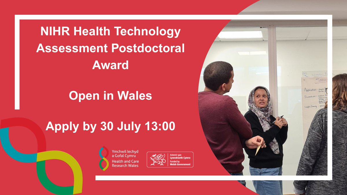 ResearchWales's tweet image. Apply for the #NIHR Health Technology Assessment Postdoctoral Award - open in Wales

It’s a fantastic opportunity to develop your research leadership skills and make a real impact on patient care.

Apply by 30 July 13:00

nihr.ac.uk/funding/hta-po…

#ResearchWales #PostdocFunding
