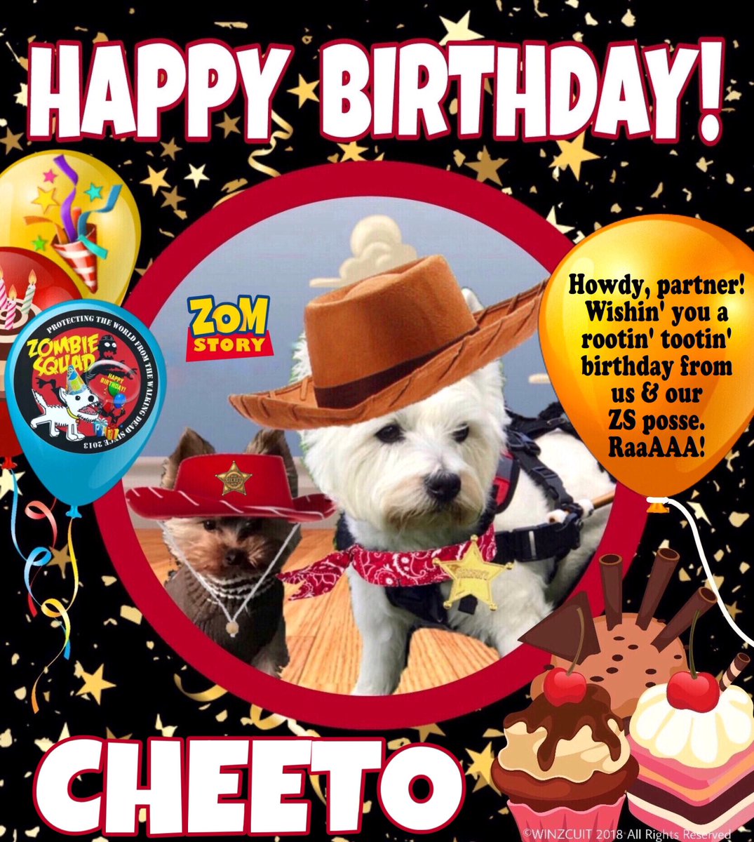 ZombieSquadHQ💖💚🧡💚🩵© (@zombiesquadhq) on Twitter photo 🎂Wishing a very 🎁HAPPY BIRTHDAY🎉 to our pawsome pal, CHEETO from Leada Lord Billy & your ZombieSquad pals.🎈 We hope your special day is full of tasty treats, head rubs & cayke, soldyer. RaaAAA! ❤️💛🎂🎁🎈🎉
<a href="/BogartSmith3/">Corporal Cheeto the Marvelous</a> <a href="/ZSBirthday/">ZS Birthday🎂🎁🎉</a> #ZSHQ 🎂Wishing a very 🎁HAPPY BIRTHDAY🎉 to our pawsome pal, CHEETO from Leada Lord Billy & your ZombieSquad pals.🎈 We hope your special day is full of tasty treats, head rubs & cayke, soldyer. RaaAAA! ❤️💛🎂🎁🎈🎉
<a href="/BogartSmith3/">Corporal Cheeto the Marvelous</a> <a href="/ZSBirthday/">ZS Birthday🎂🎁🎉</a> #ZSHQ