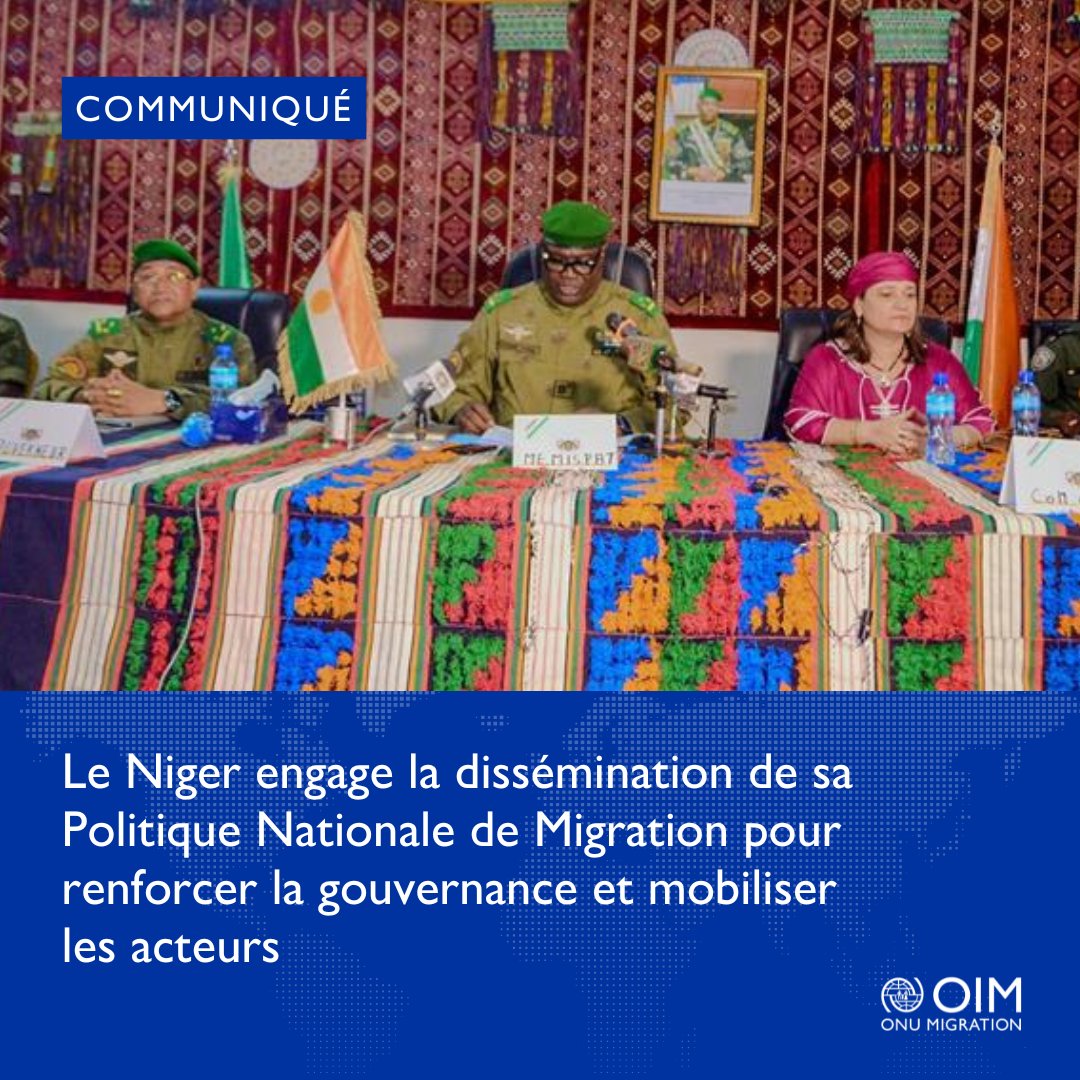 IOMROWCA's tweet image. Le #Niger franchit une étape clé avec le lancement de la dissémination de sa Politique Nationale de Migration 🇳🇪 à Agadez.

L’objectif : placer l’humain au cœur des politiques migratoires et valoriser la migration comme moteur de développement.

🔗t.ly/5wB1I