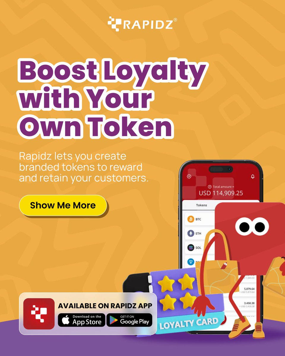 🎯 𝗕𝗼𝗼𝘀𝘁 𝗟𝗼𝘆𝗮𝗹𝘁𝘆 𝘄𝗶𝘁𝗵 𝗬𝗼𝘂𝗿 𝗢𝘄𝗻 𝗧𝗼𝗸𝗲𝗻!

Reward your customers in a whole new way. Rapidz lets you create branded tokens to build stronger connections and increase retention. Ready to level up your loyalty program?

👉 Tap the link to learn more: