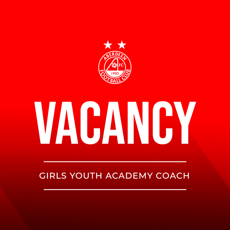 AberdeenWomen's tweet photo. Vacancy | Girls Youth Academy Coach.
 
This part-time role involves developing young female footballers in the North East. 

Applicants should be qualified to a minimum of a UEFA B License or above.

More info ⤵️