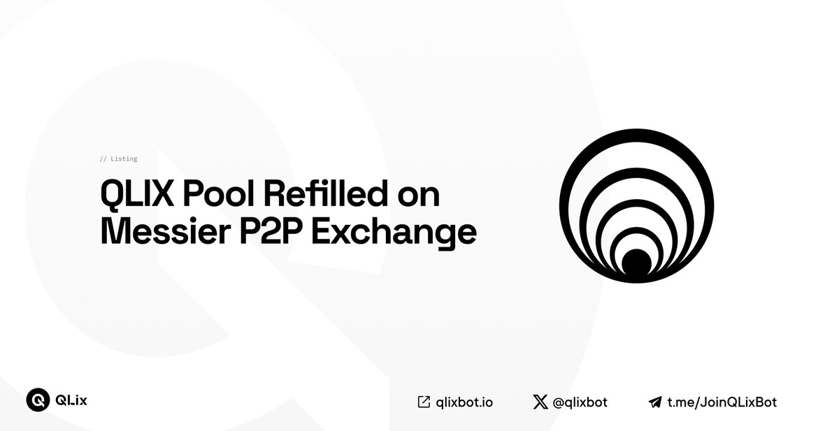 qlixbot's tweet image. The $QLIX pool on @MessierM87 has been refilled.
Trade with zero tax, no slippage, and no price impact.
Start here: p2p.messier.app/pools/QLIX_USD…
