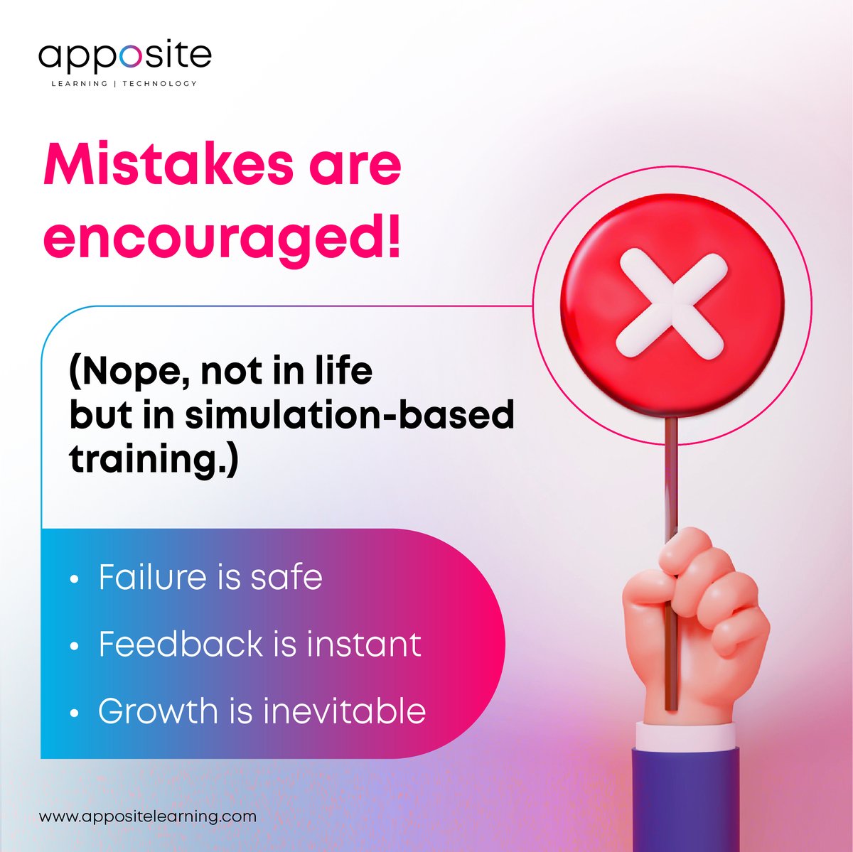 AppositeSol's tweet image. In the real world, mistakes can be costly.
In simulation-based training? They’re part of the plan.

Simulation empowers learners to build confidence, competence, and capability, without the consequences.
Ready to train smarter? Connect with us.

#appositelearningsolutions