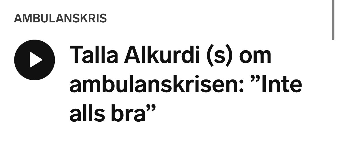 Socialdemokraterna har till sist kommenterat den havererade ambulanssjukvården: ”Inte alls bra”, låter Alkurdi meddela. Högst ansvarig Aida Hadzialic lyser fortfarande med sin frånvaro. Samtidigt fortsätter haveriet. 1/3