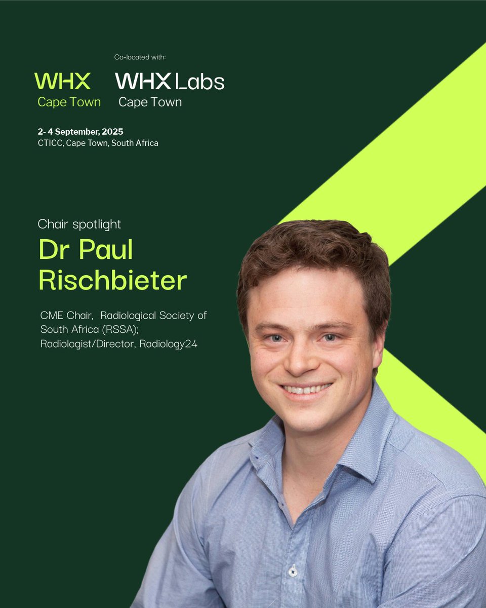 We're honoured to welcome Dr. Sabelile Tenza as chair of Quality Management &amp; Patient Safety at WHX Cape Town.
📅 Join us from 2–4 September 2025 

Register now as a visitor: bit.ly/3Gourhy
Enquire now about the conferences: bit.ly/3G67uQd