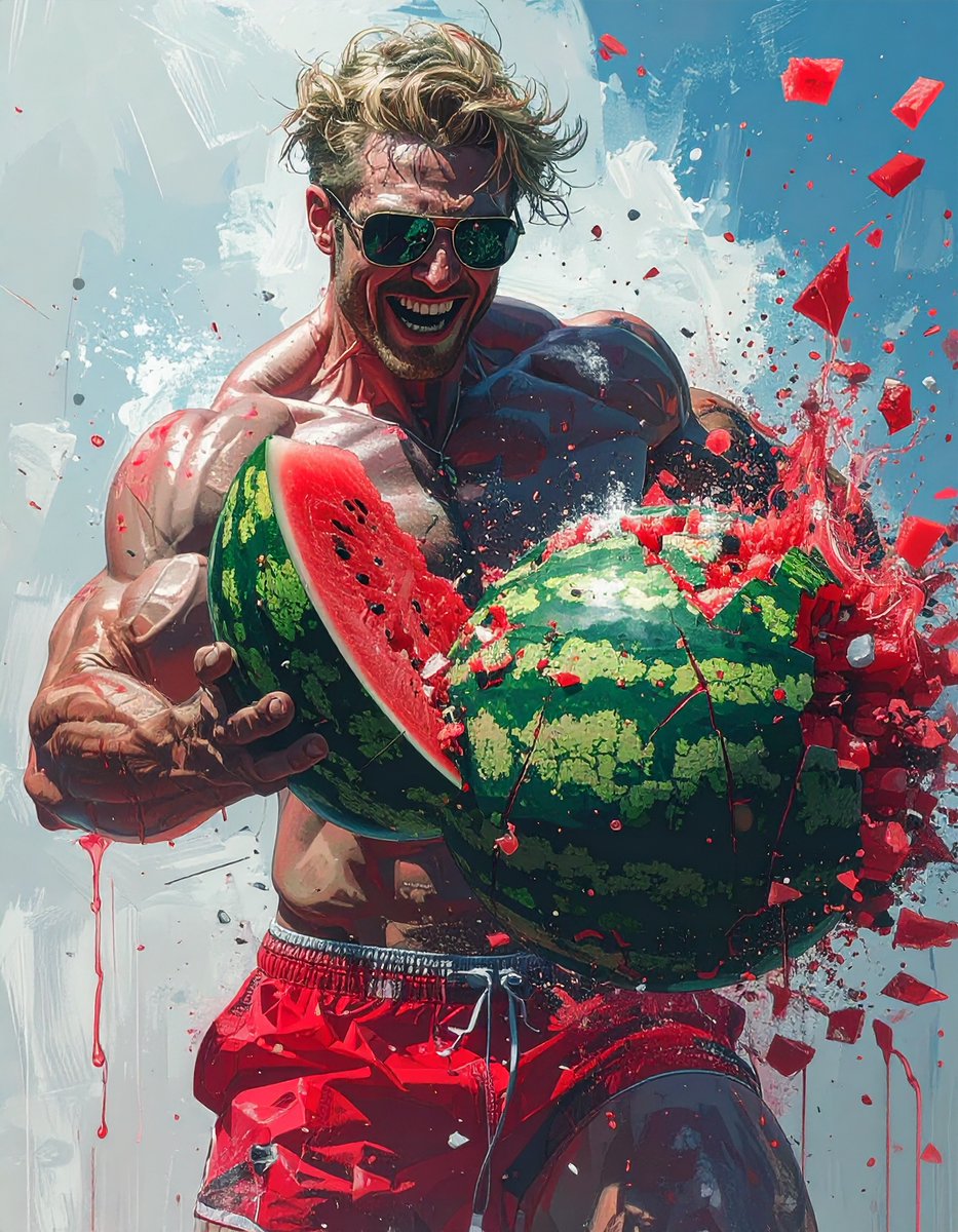 #割れなくてもいいよスイカ割り生成ゲーム 

ハチワレさん　はじめまして、
面白そうだったのでチャレンジさせてもらいました♪

【筋肉０5】

んーー破壊してくれた

/ AIart / AdobeFirefly /