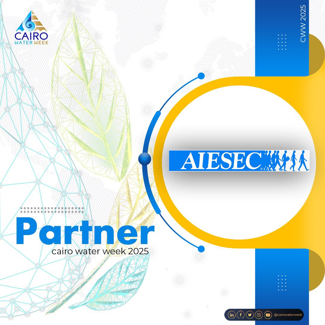 🚨 Big News!
We’re partnering with AIESEC in Ain Shams University to engage youth in climate and water action at #CairoWaterWeek2025! 🌍💧
Volunteers, energy, and awareness —all in one powerful collaboration.
#YouthForClimate #SDG6 #ClimateAction #AIESEC #WaterAndClimate